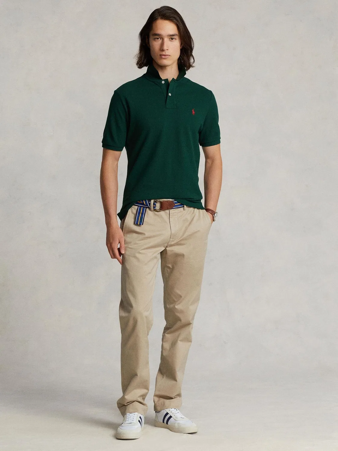 Поло, хлопковое, модель College Polo Ralph Lauren, зеленый — фото 3