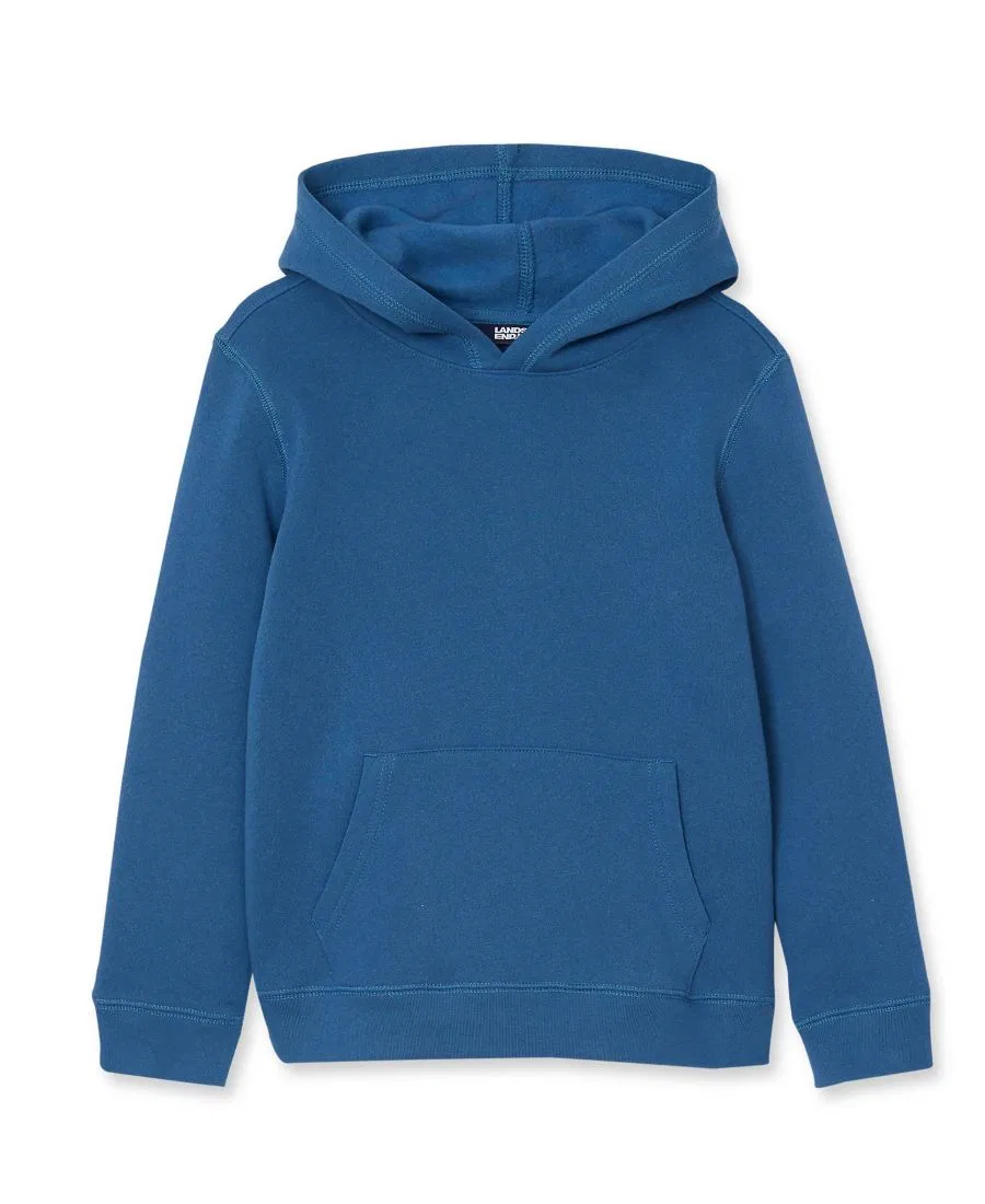 Детский худи из флиса с капюшоном и карманом-кенгуру, Husky Fleece Pullover Hoodie Lands' End, Dark Blue