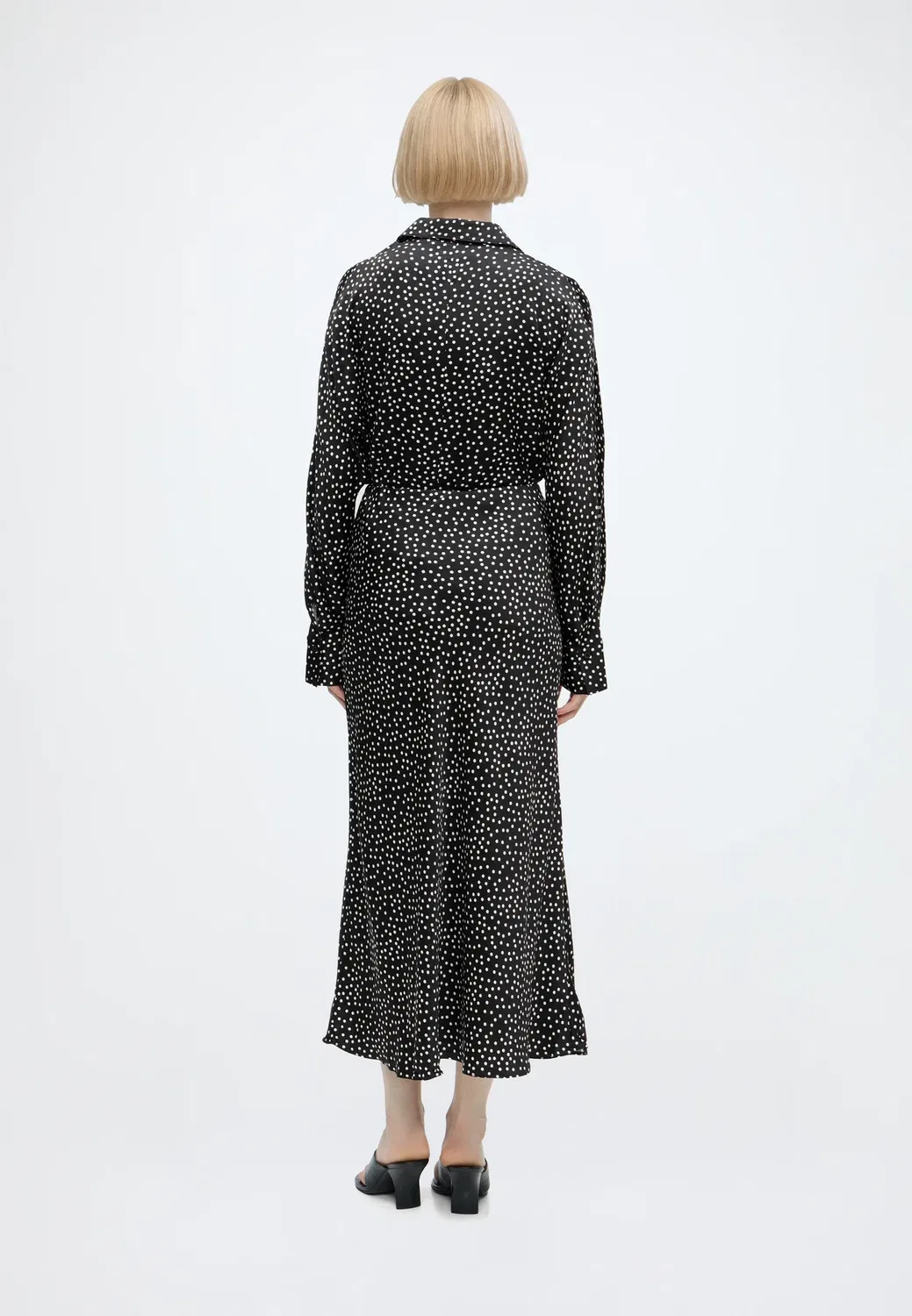 Свободная юбка миди, скроенная по косой - Юбка Acampanada Tommy Hilfiger, Black Base Pois — фото 3