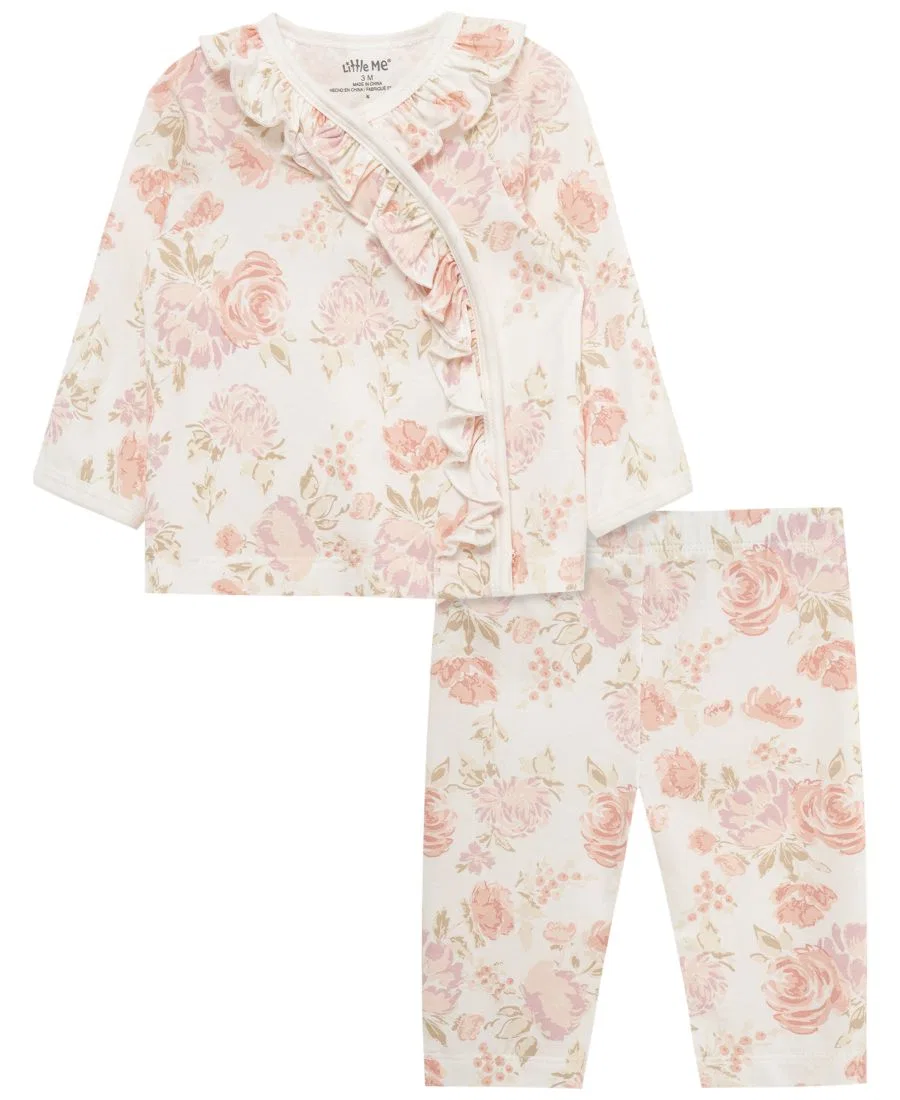 Комплект из топа и брюк с цветочным принтом Little Me, Pink Floral