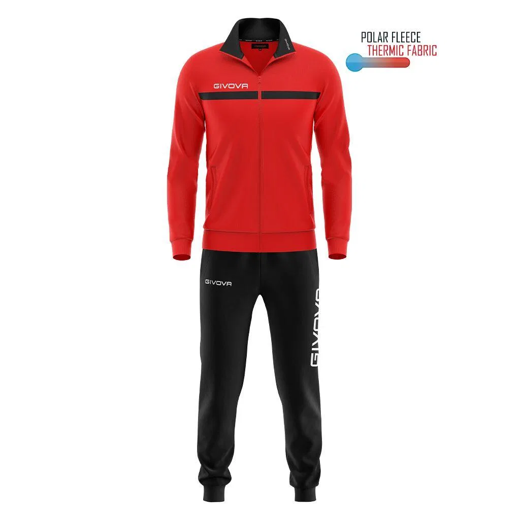 Детский флисовый спортивный костюм Givova One, Rot Schwarz Nebelblau