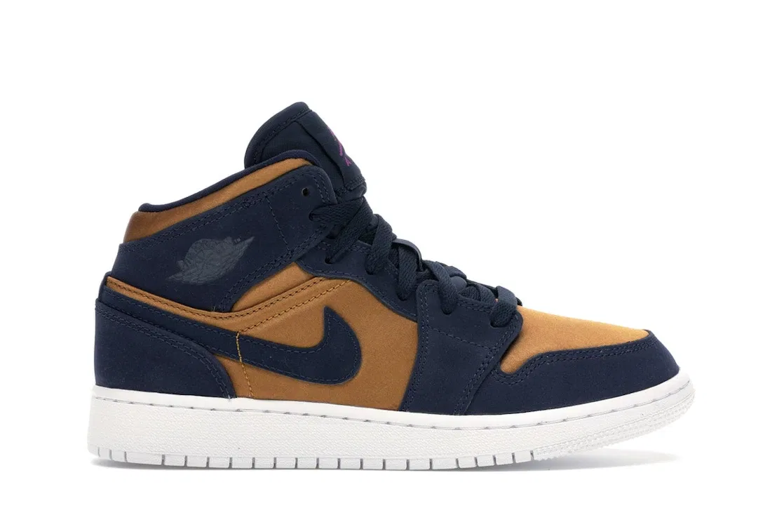 Детские кроссовки Lifestyle Jordan 1 Mid, Obsidian/Hyper Violet-Desert Ore-White