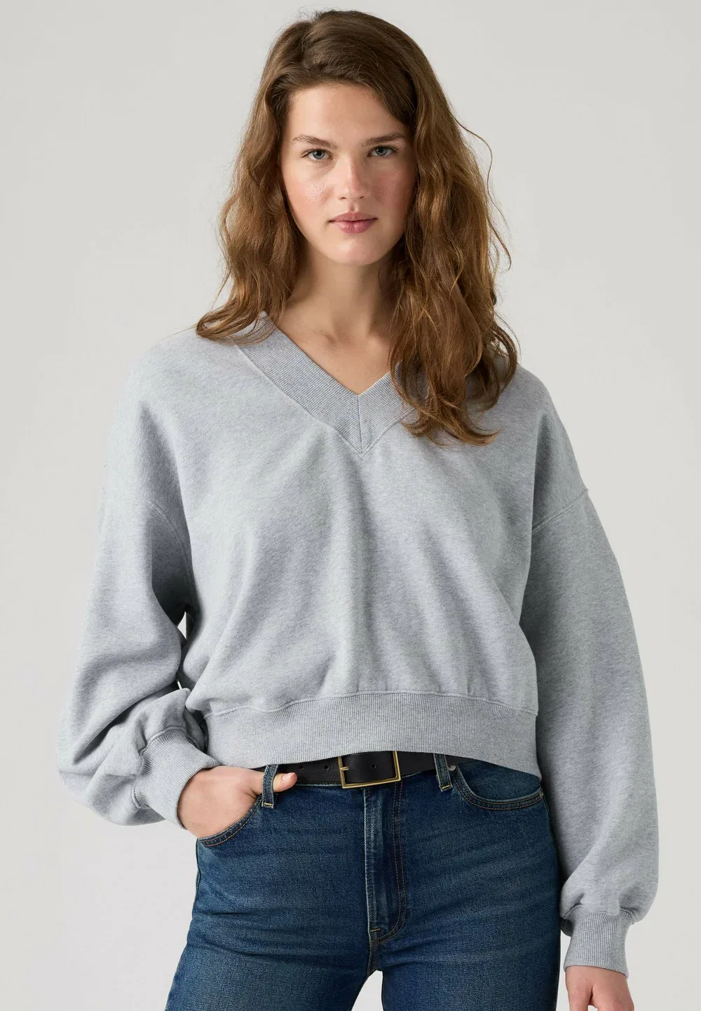Винтажная толстовка с V-образным вырезом, серебристый меланж - толстовка Levi'S, Medium Grey Heather B B Greys — фото 4