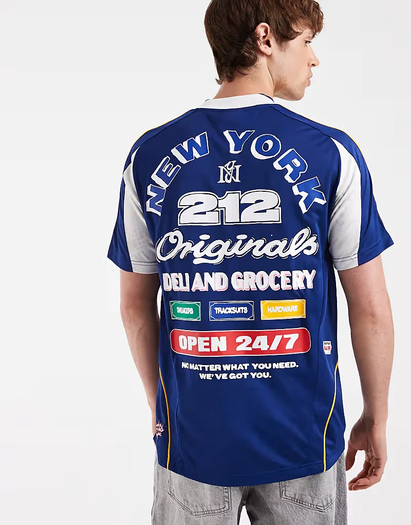 Футболка Adidas Originals Jersey с графическим принтом, темно-синяя — фото 3