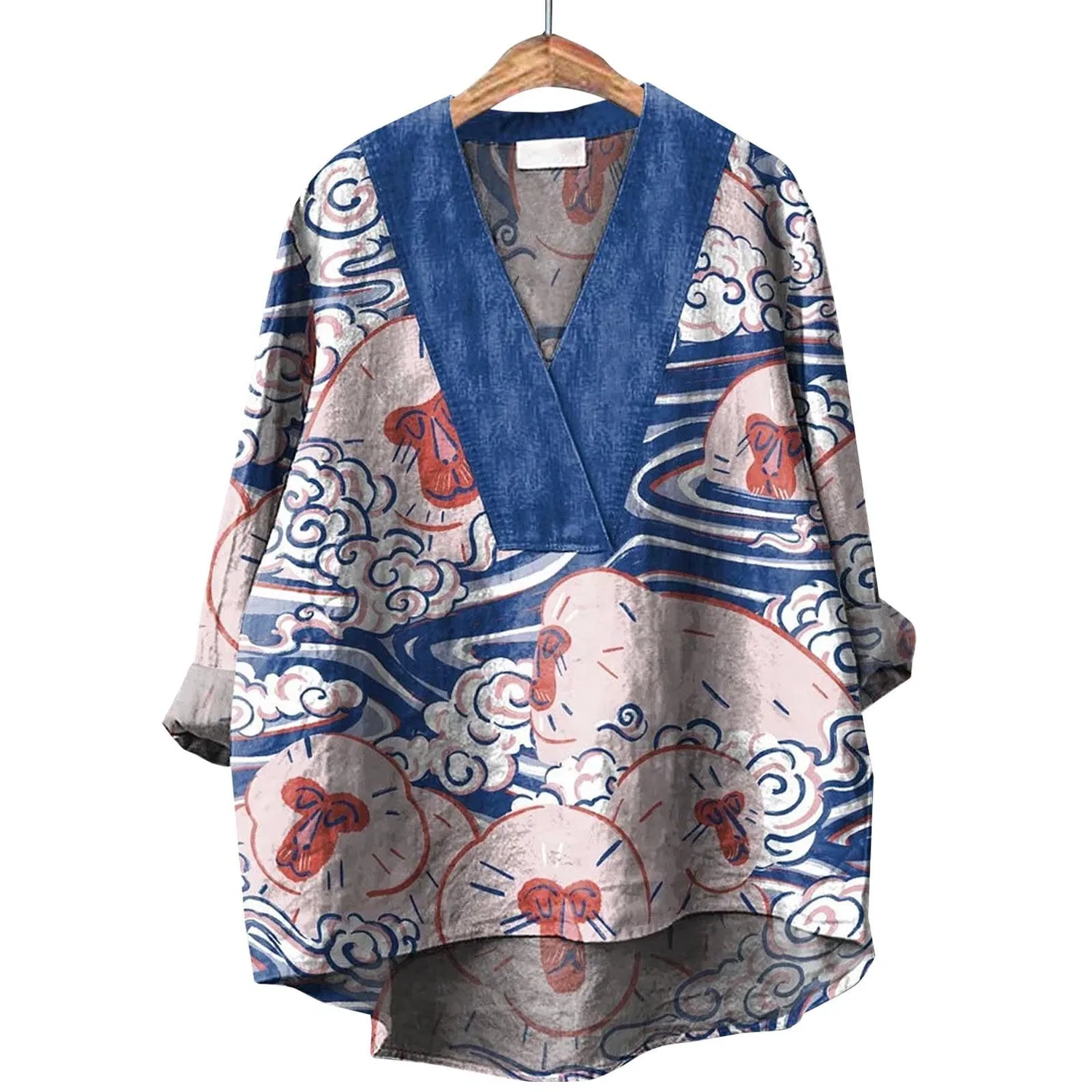Женская блуза с принтом Small Western Casual Layered, Light Blue G — фото 3