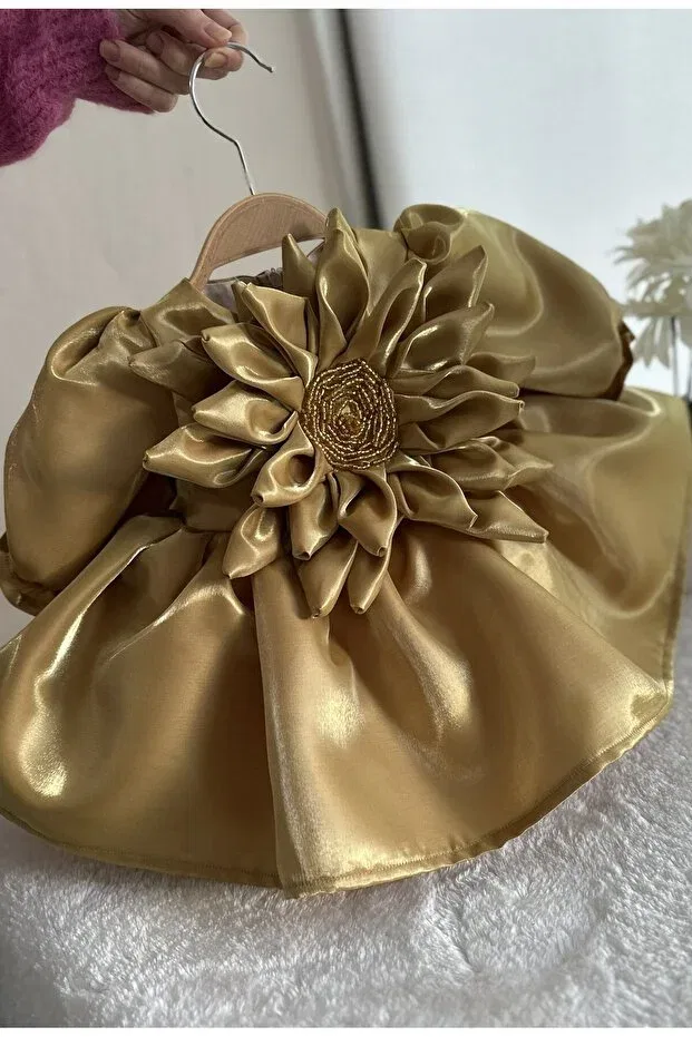 Детское платье для девочек с принтом Custom made daisy floral special occasion dress Elwirababyboutiqe, Khaki Green — фото 2