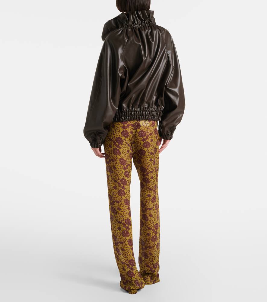 Кокон из плиссированного атласа блузон Dries Van Noten, Khaki — фото 3