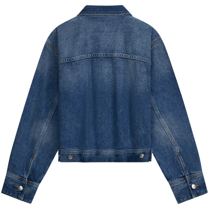 Женское джинсовое пальто с отложным воротником, Calvin Klein, Denim Blue — фото 3