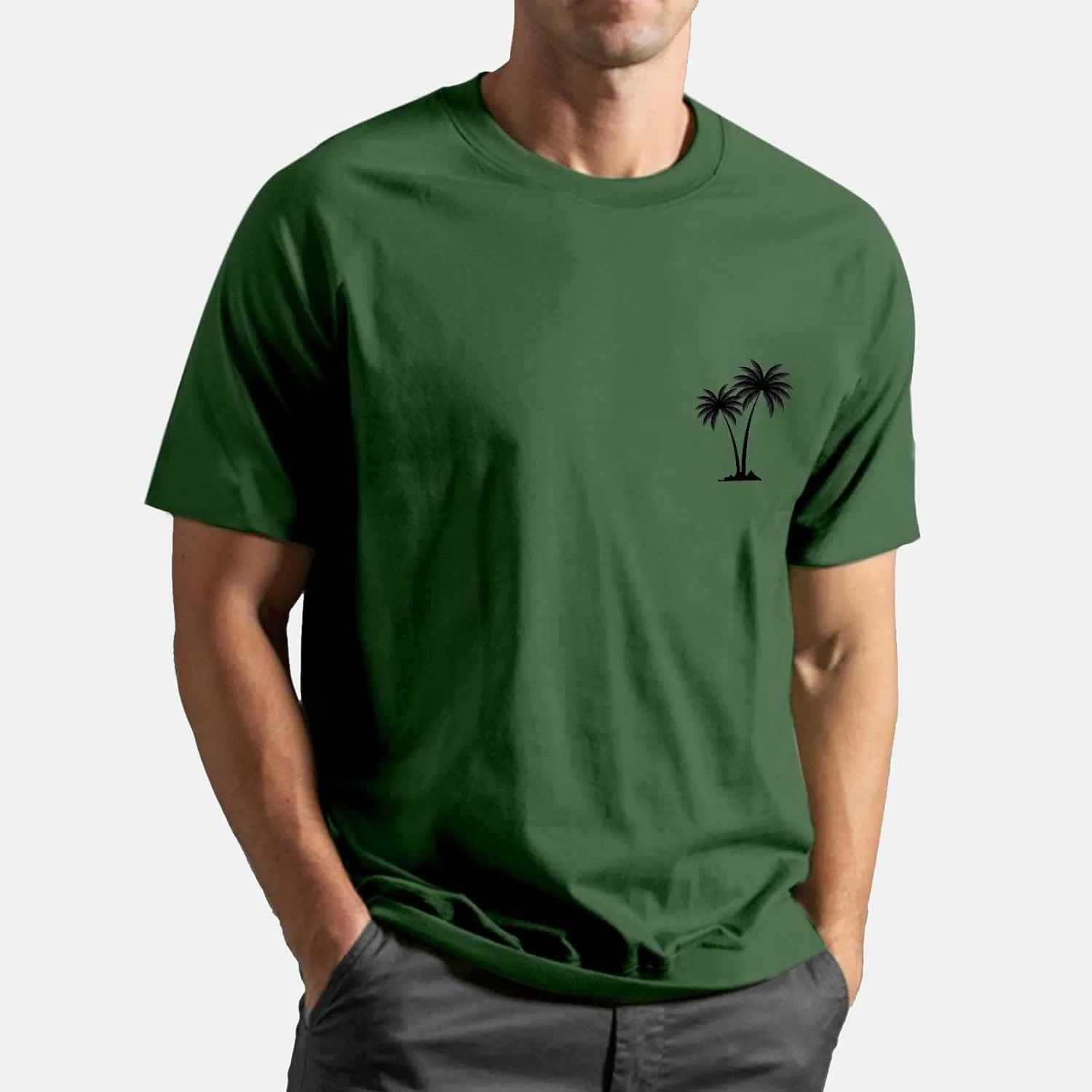 Мужская футболка с круглым вырезом, Dark Green — фото 2