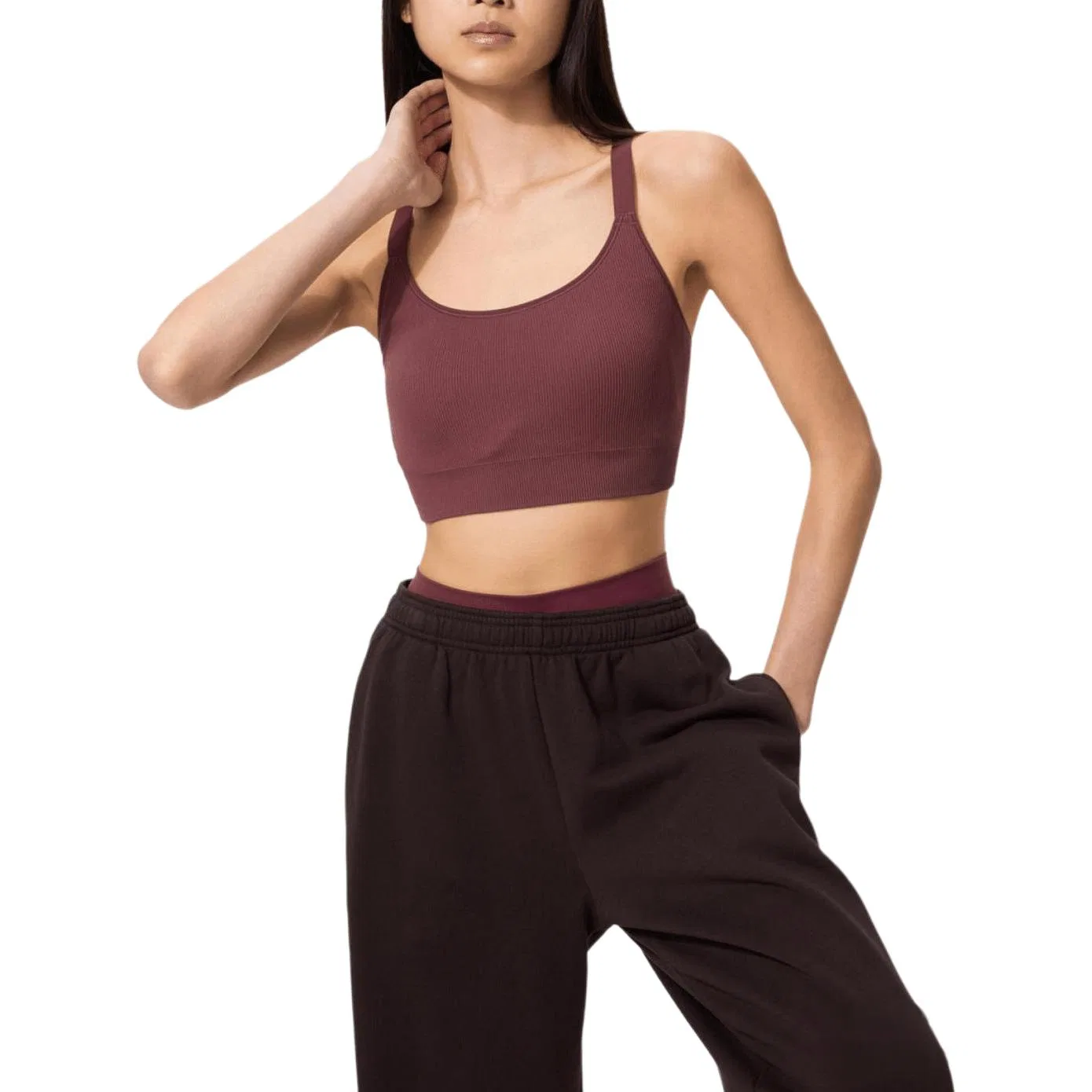 Спортивное белье для женщин, средней поддержки, SS26, UNIQLO, Burgundy