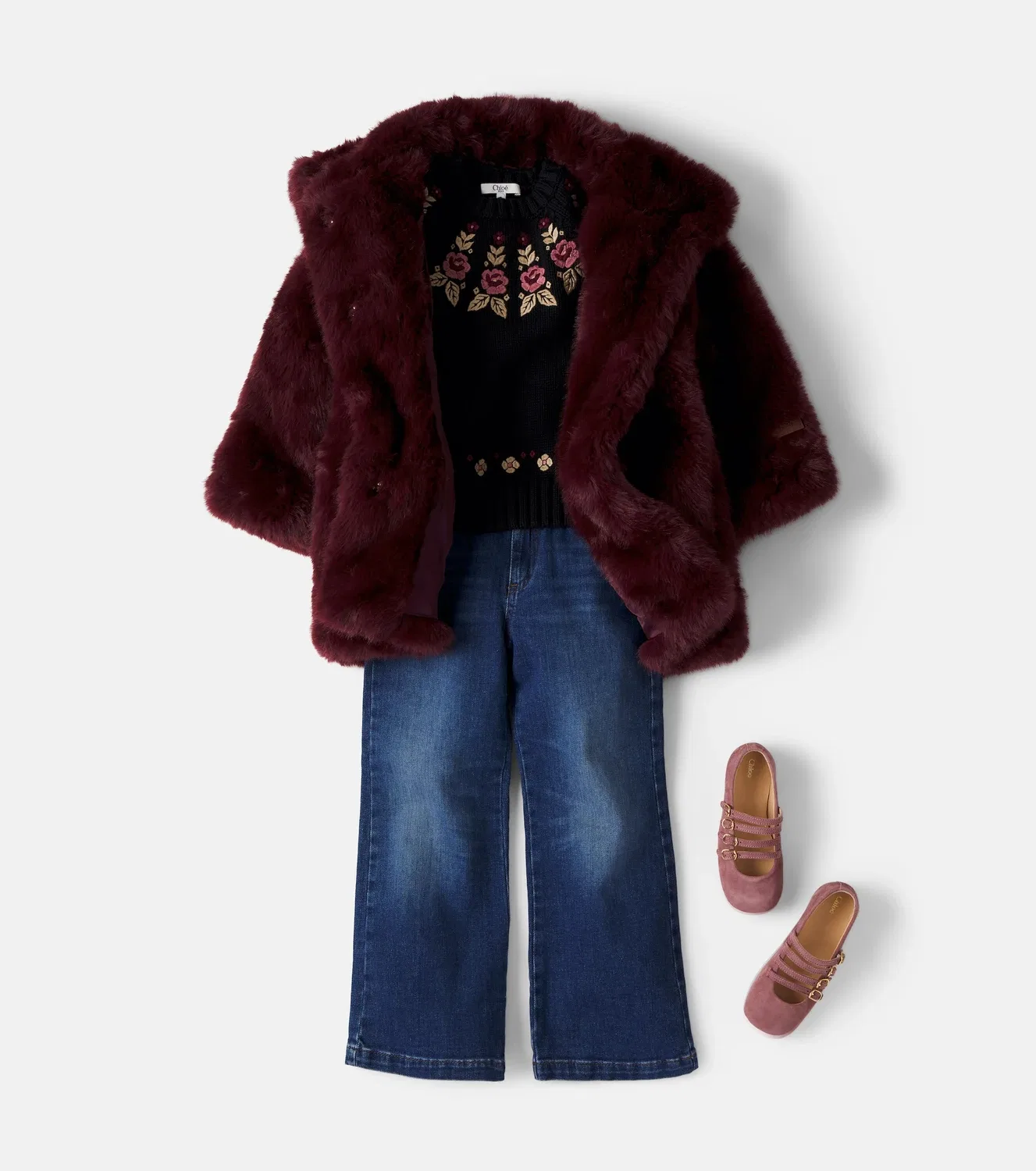 Свитшот с цветочным узором Chloé Kids, черный — фото 2