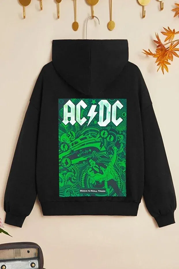 Детские свитшот для девочек с принтом ACDC Trendypassion, Black