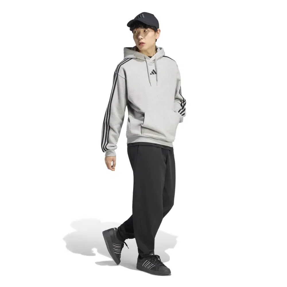 Мужской худи с флисом Adidas 3 Stripes Fleece, Grey — фото 4