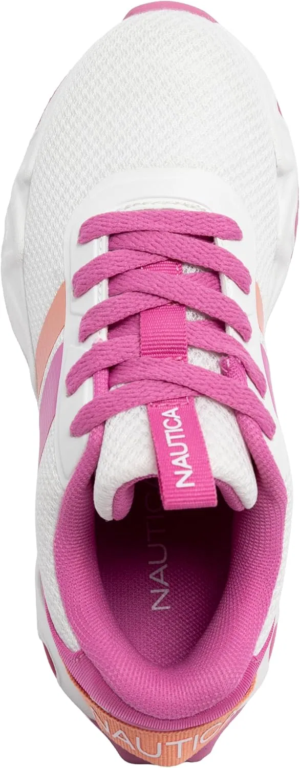 Детские кроссовки для девочек с шнуровкой Nautica, White Fushia Peach — фото 4