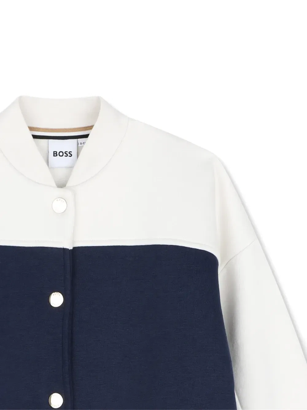 Кардиган в стиле колор-блок на кнопках Boss Kidswear, белый — фото 3