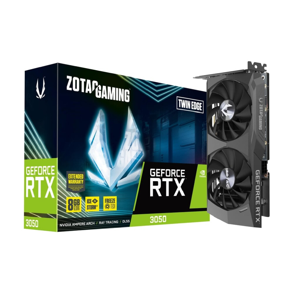 

Видеокарта ZOTAC GeForce RTX 3050 Twin Edge, 8 ГБ, серый