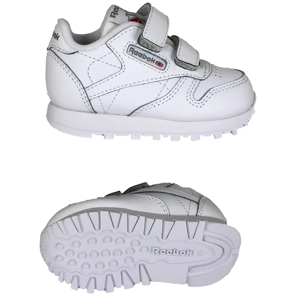 Детские кроссовки с кожаным верхом Reebok Classics Leather, Weiß Carbongrau — фото 4