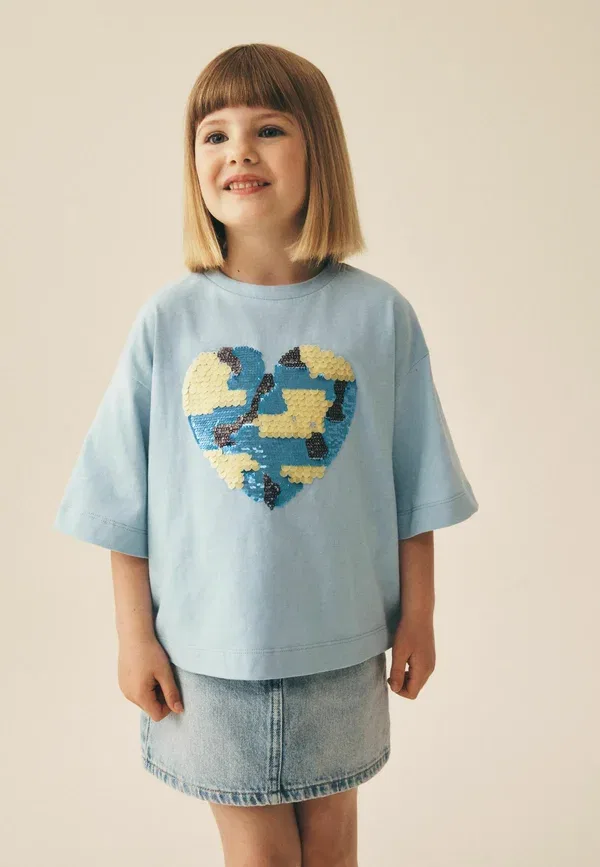 Футболка с пайетками Regular fit sequin t-shirt Next light blue, светло-голубой