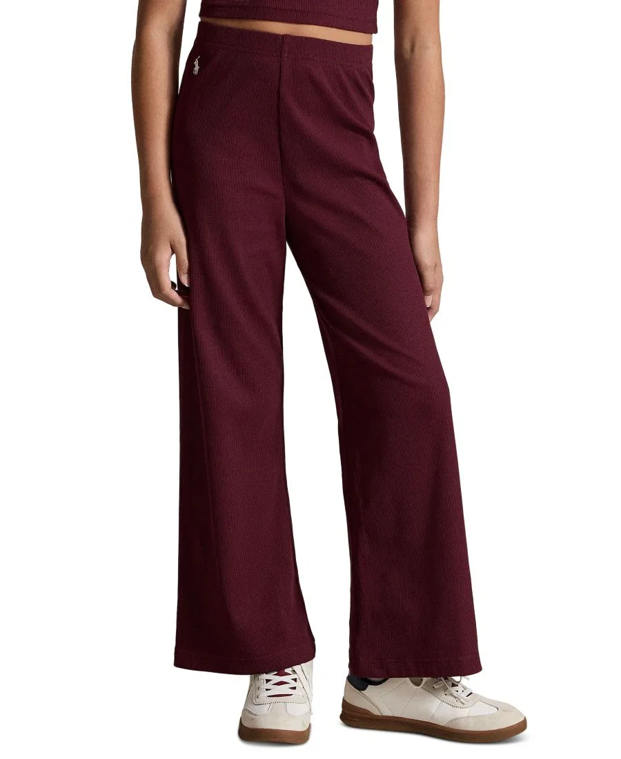 Штаны широкие женские Ribbed Wide-Leg Pant Polo Ralph Lauren, Rich Ruby