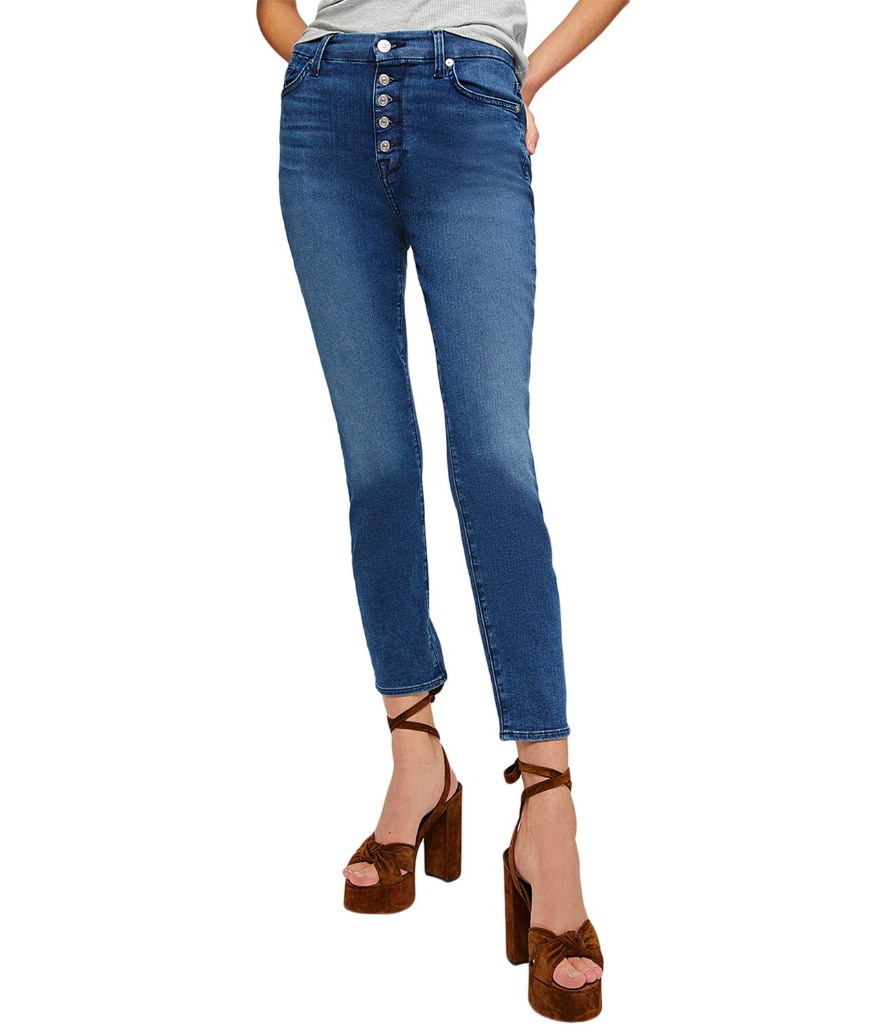 

Джинсы 7 For All Mankind, High-Waist Ankle Skinny in Peace Blue