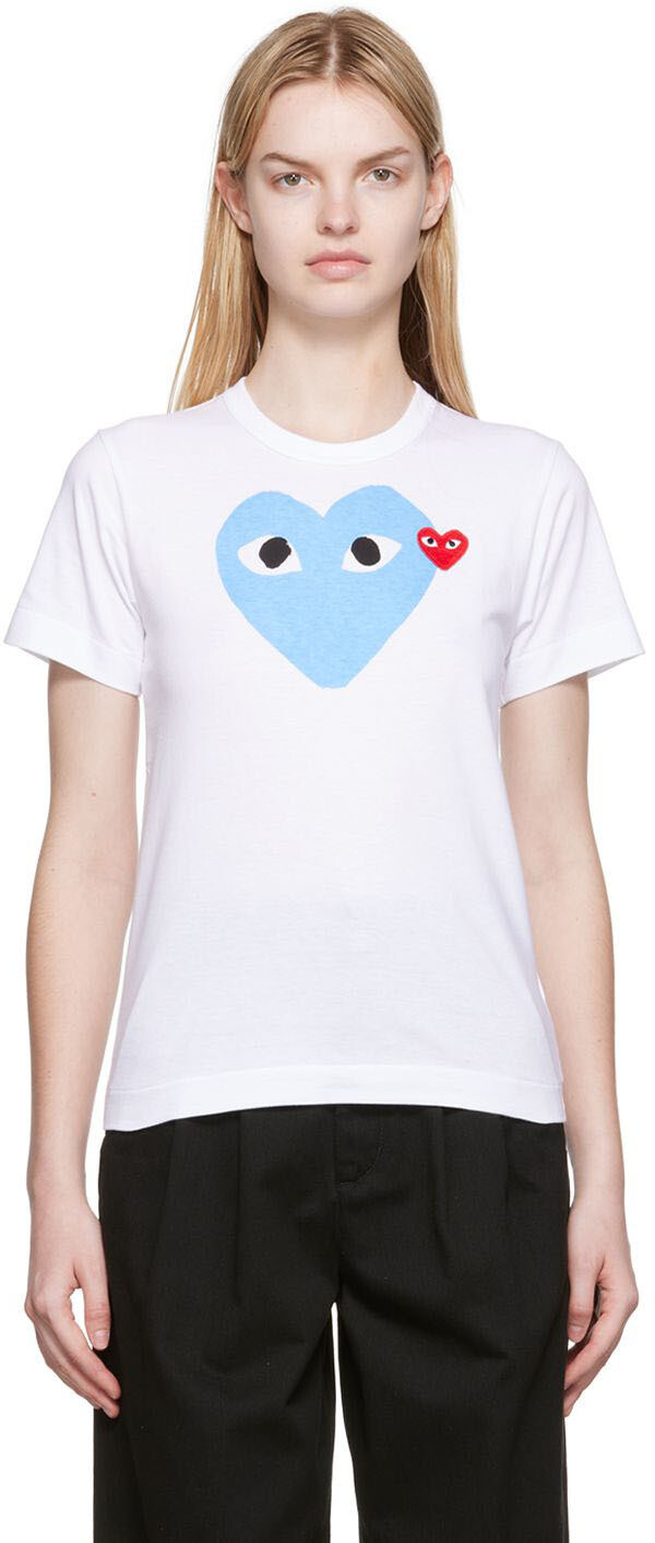 

Белая футболка с нашивкой в ​​виде сердца Comme des Garçons Play, Белый, Белая футболка с нашивкой в ​​виде сердца Comme des Garçons Play
