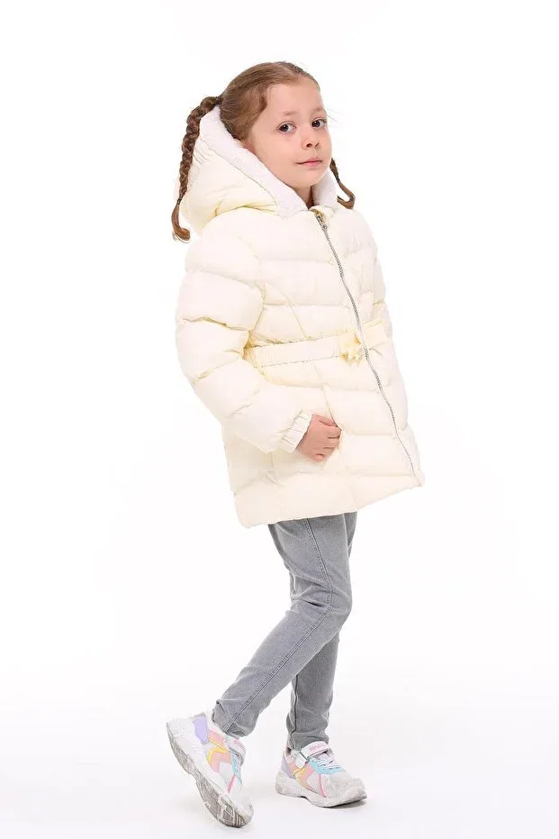 Детское пальто для девочек с капюшоном 51285 Benitto Kids, Beige — фото 4
