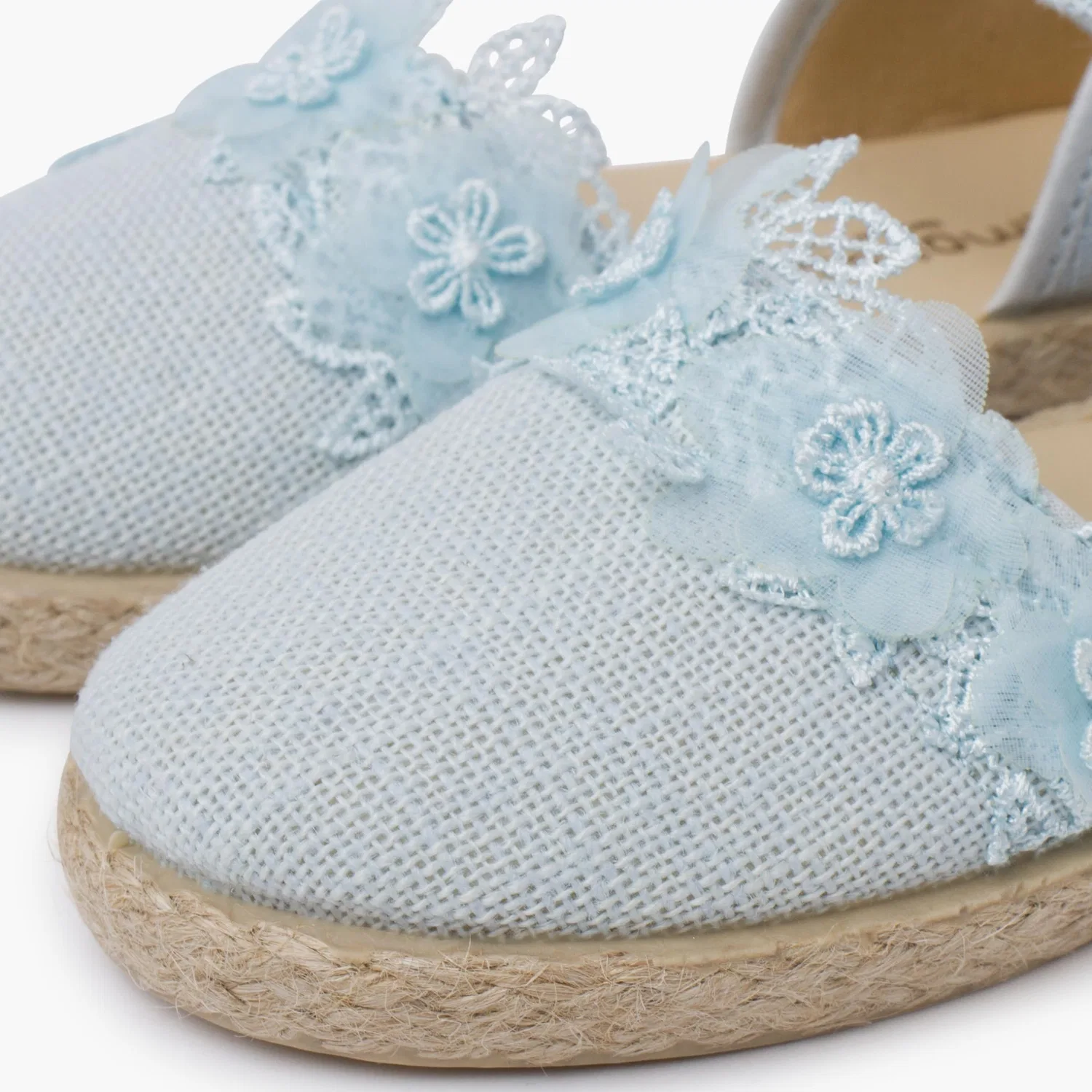 Детские эспадрильи для девочек с кружевом Lace Ceremony Pisamonas, Azure — фото 2