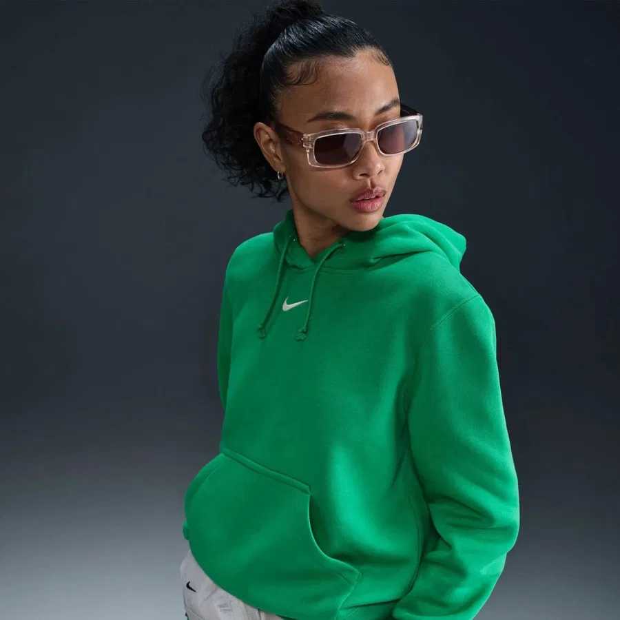 Женский свитшот с капюшоном и длинным рукавом Nike Phoenix Fleece Po Hoodie, Зеленый