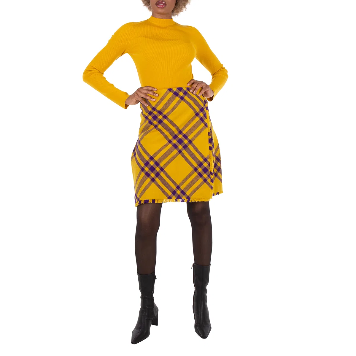 Юбка-килт с бахромой Check-Pattern Frayed Kilt Burberry, Pear Ip Check — фото 4