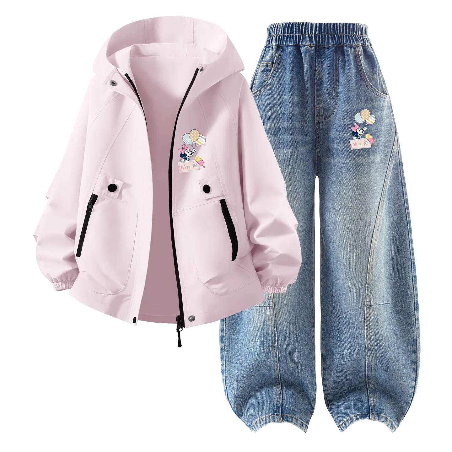 Детский комплект спортивной одежды с капюшоном Silicone Balloons K Cherry Blossom Pink+Balloons K Denim Light Blue Disney, Silicone Balloons K Cherry Blossom Pink+Balloons K Denim Light Blue