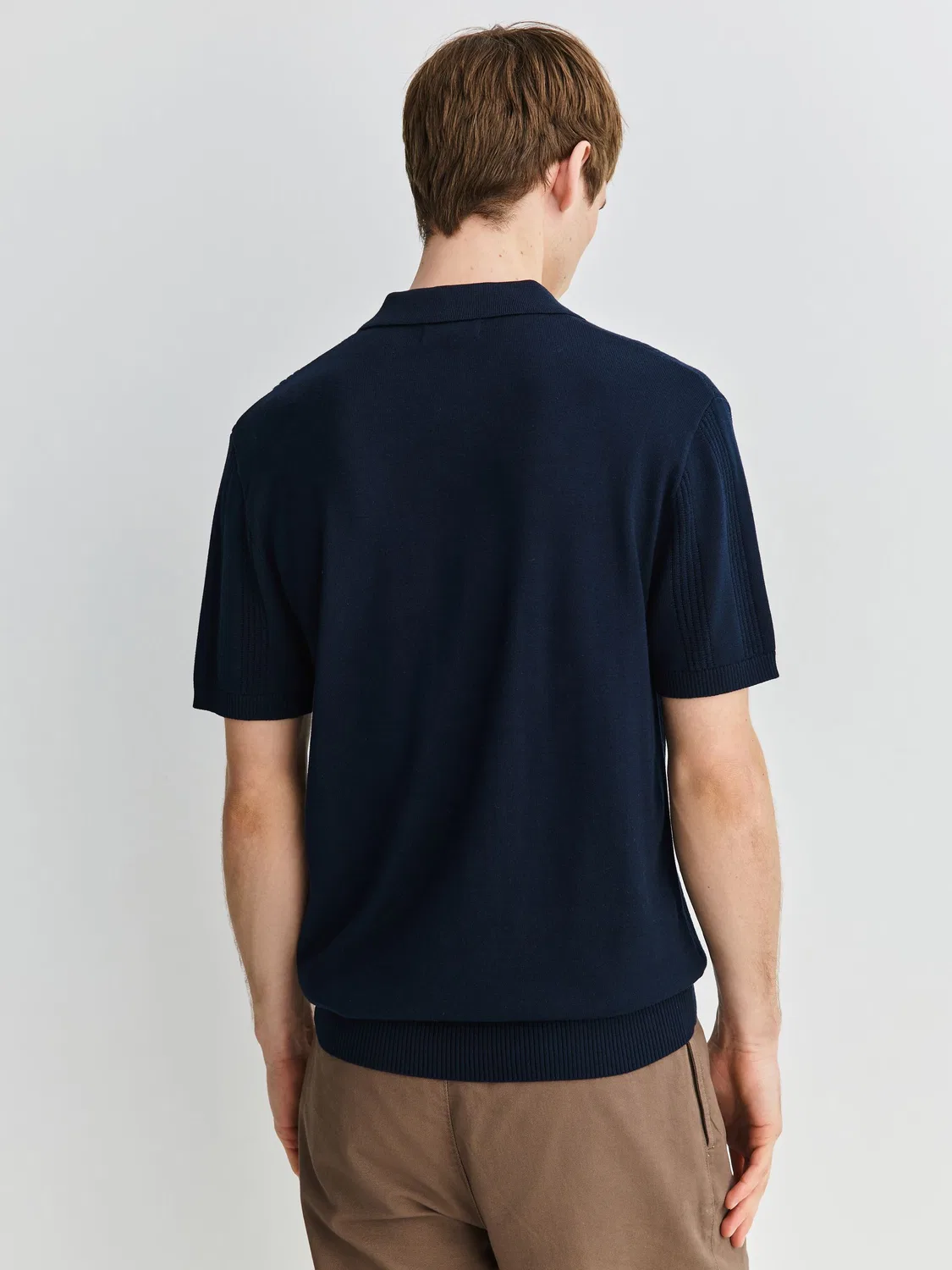 Поло Slim Fit из хлопка с пойнтель-вязанием, Navy Blue Next — фото 4