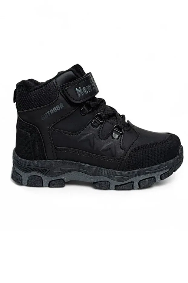Детские ботинки для мальчиков с липучкой Nwh velcro black non-slip sole boys' boots Celira, Black Smoked