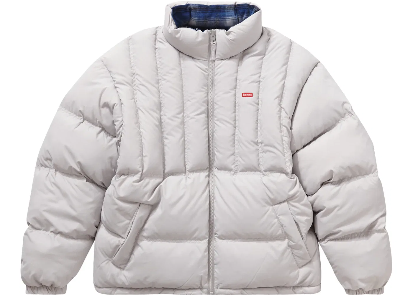Мужская куртка-пуховик двусторонняя фланелевая Supreme Jacket, Grey — фото 3