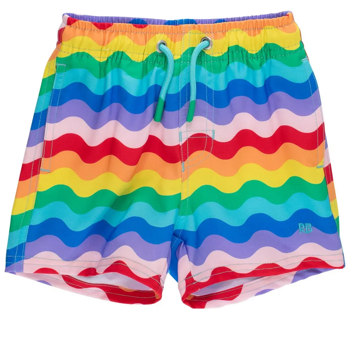 Детские плавки для мальчиков с принтом RuggedButts, Rainbow Wavy Stripe