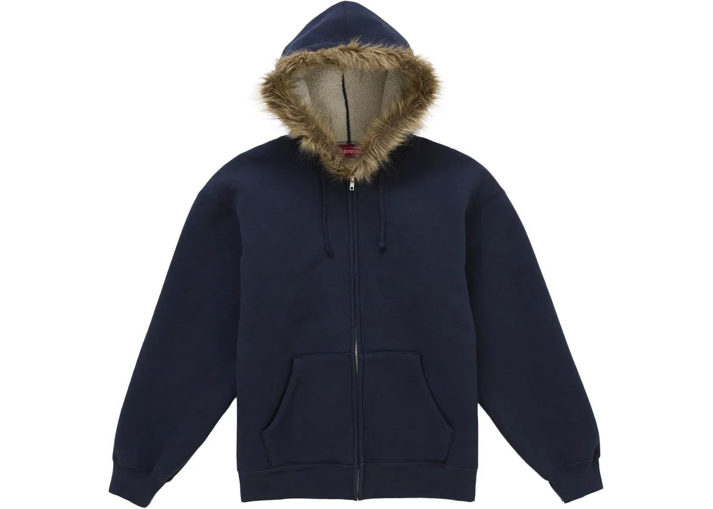 Мужская худи на молнии с капюшоном из искусственного меха Supreme Sweatshirt, Navy