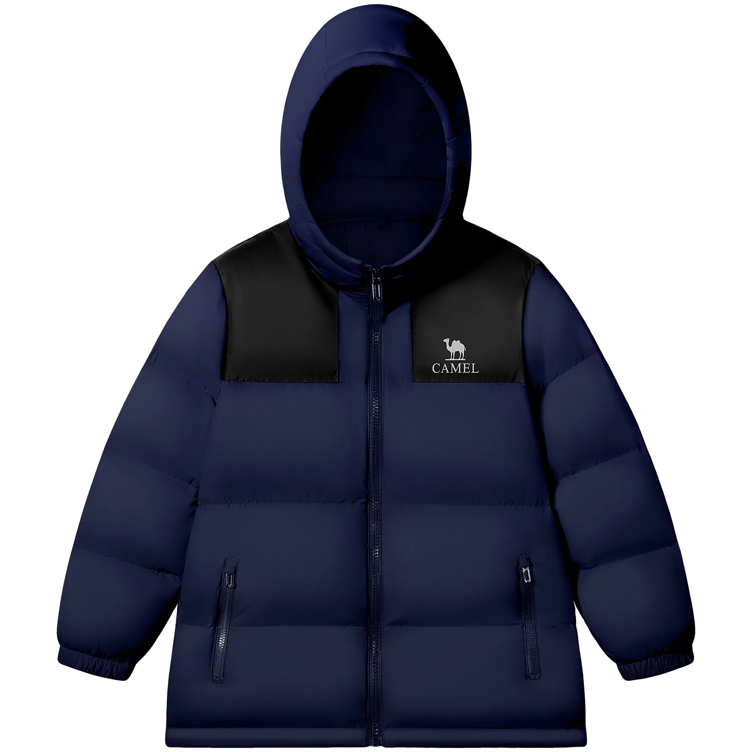 Детский пуховик с капюшоном Ink Blue/Phantom Black CAMEL