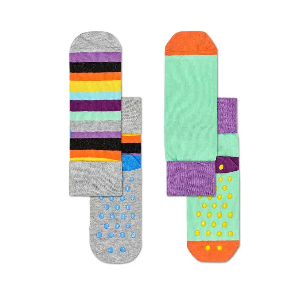 Носки антискользящие полосатые 2 пары Happy Socks, мультиколор