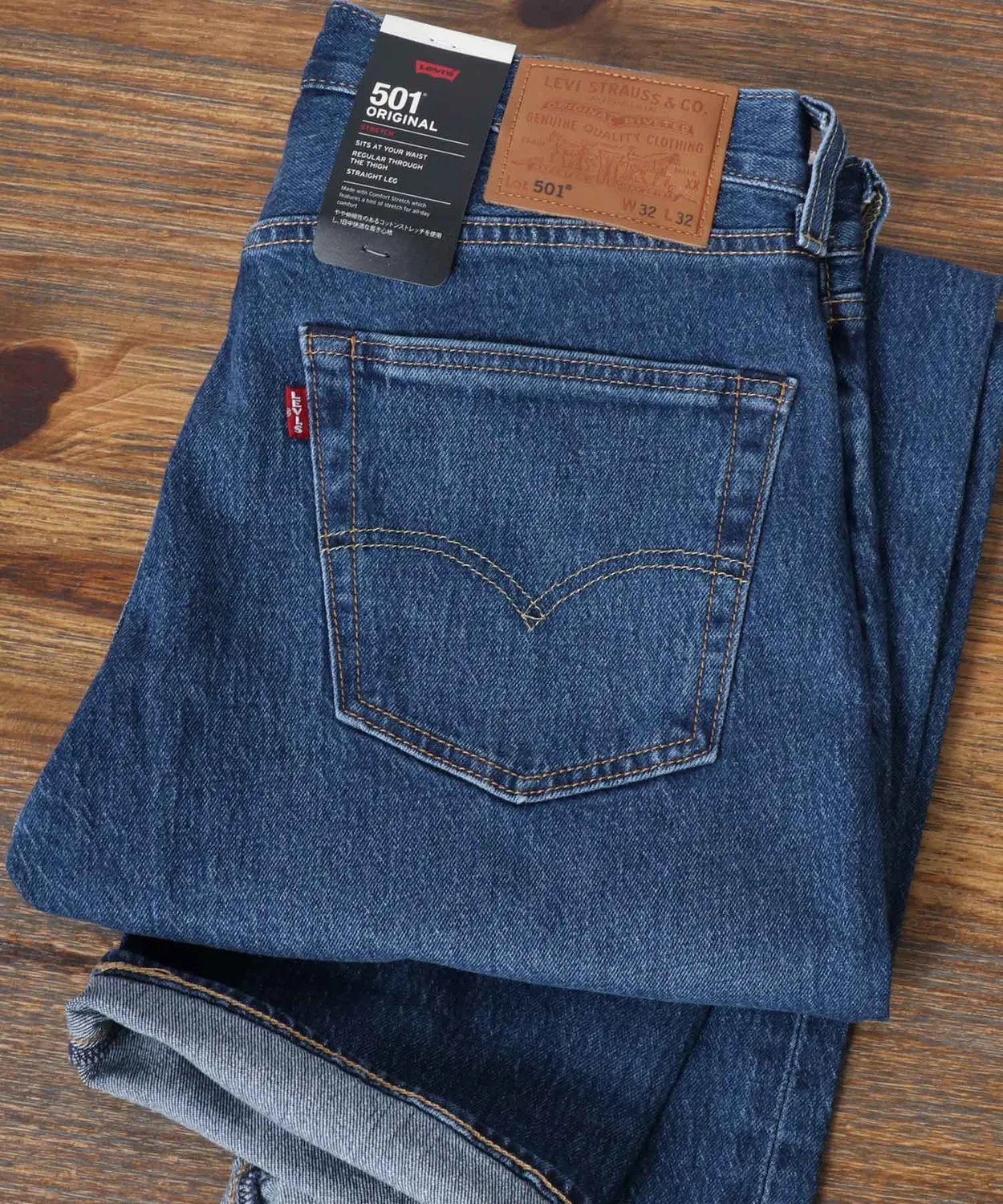 Мужские джинсы прямого кроя с микрострейчем 501 Original Stretch Levi's, Light Indigo Blue