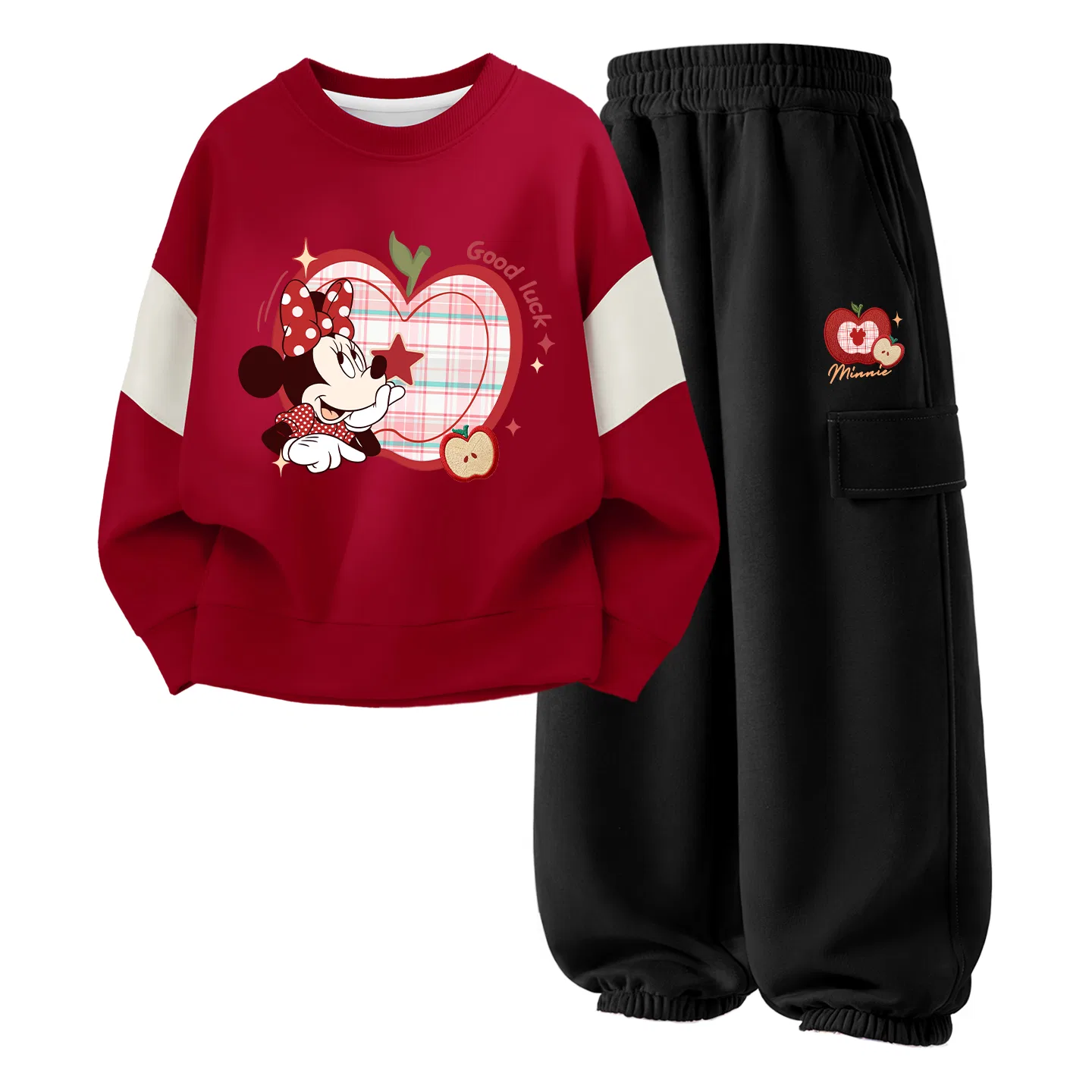 Детский спортивный комплект с круглым вырезом Disney D Apple Wine Red+D Apple Nini K Black