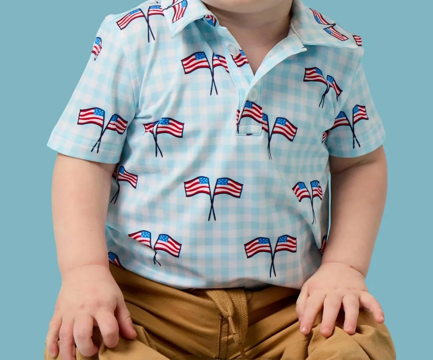 Детское поло для мальчиков с принтом Patriotic Performance Polo RuffleButts, синий — фото 2