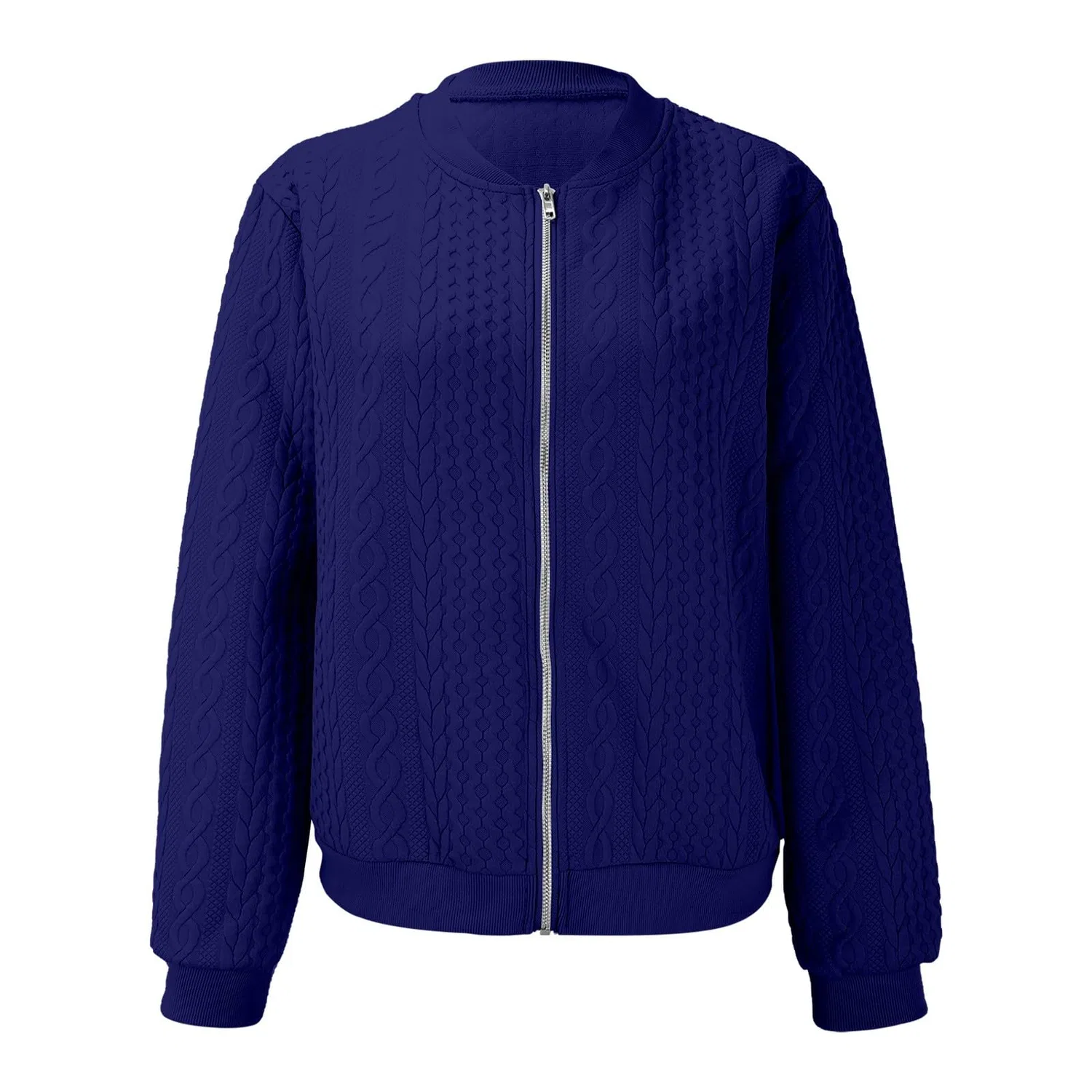Женская куртка с молнией без воротника Casual Girocollo, Blu — фото 2