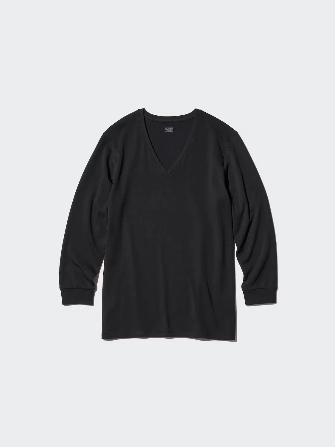 Футболка Uniqlo Heattech, ультратеплая с V-образным вырезом и рукавами 9/10, черный — фото 2