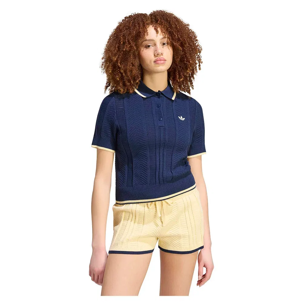 Поло с коротким рукавом Cable Knit Cali Adidas Originals, синий