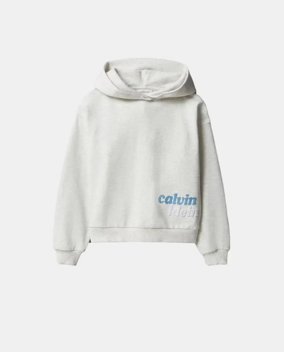 Детская худи для девочек с принтом Calvin Klein, Gris — фото 4