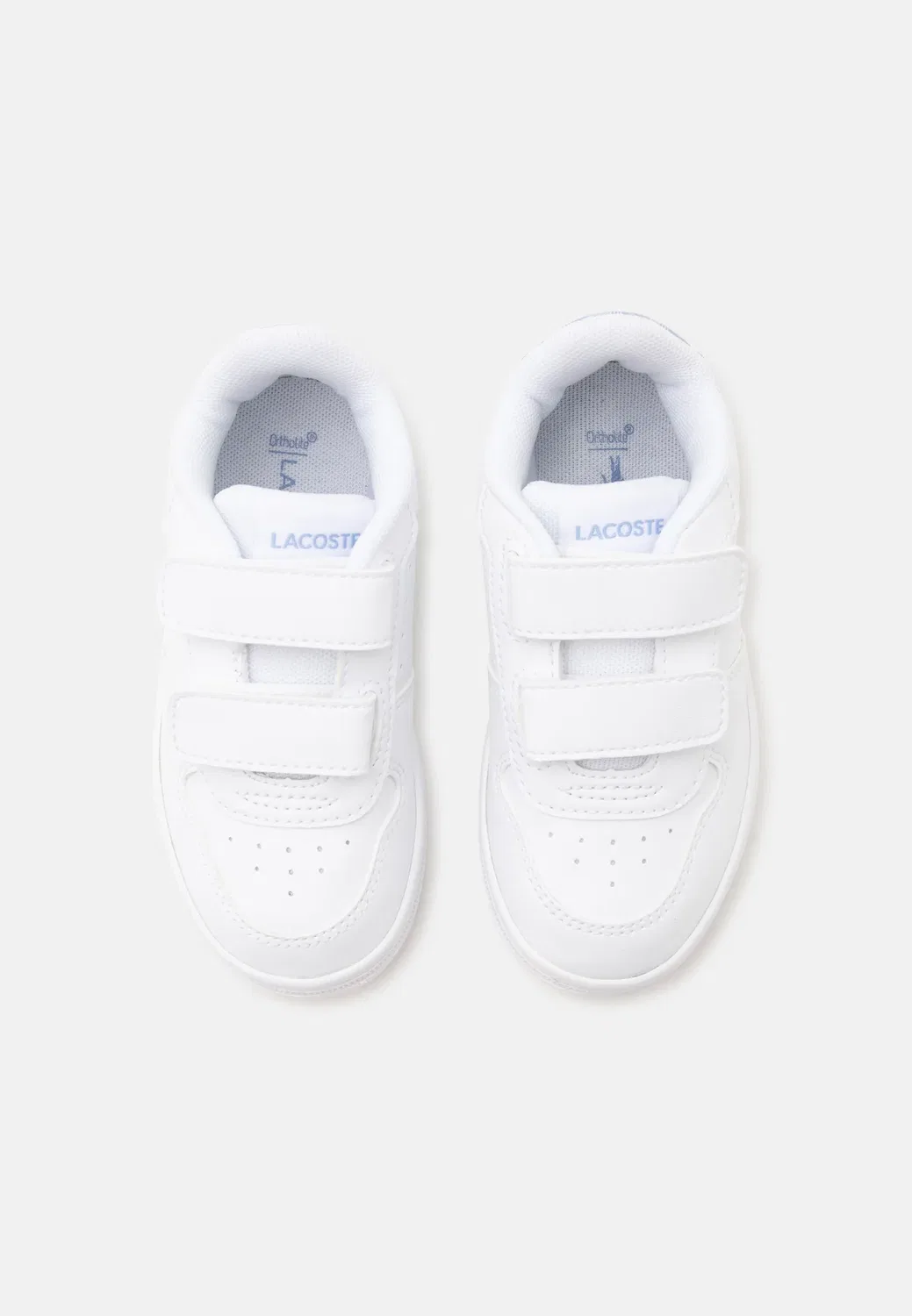 Детские кроссовки на липучках, унисекс Lacoste, White/Blue — фото 4