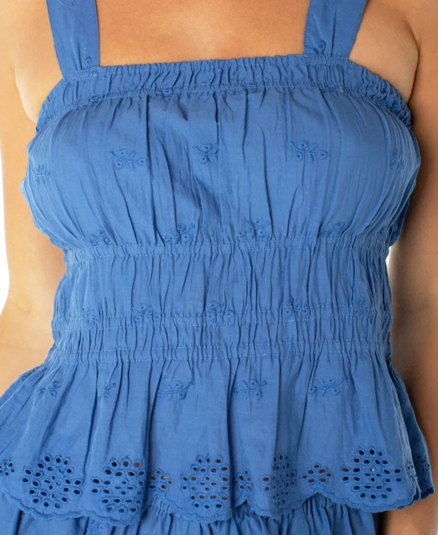 Топ с рюшами West Reef Ruched Straight Neck Tank Top Roxy, Dutch Blue Solid — фото 3