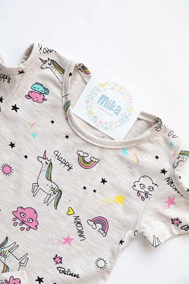 Детское платье для девочек с принтом Unicorn Printed Mika Bebek & Çocuk, Pink — фото 3