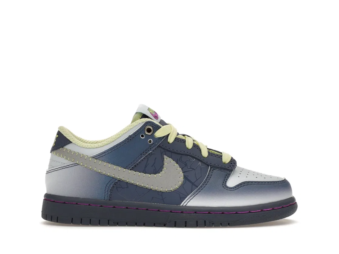 Детские кроссовки Nike Dunk Low Halloween I Am Fearless, Diffused Blue/Blue Tint/Luminous Green/Fuchsia Dream/Reflective Silver