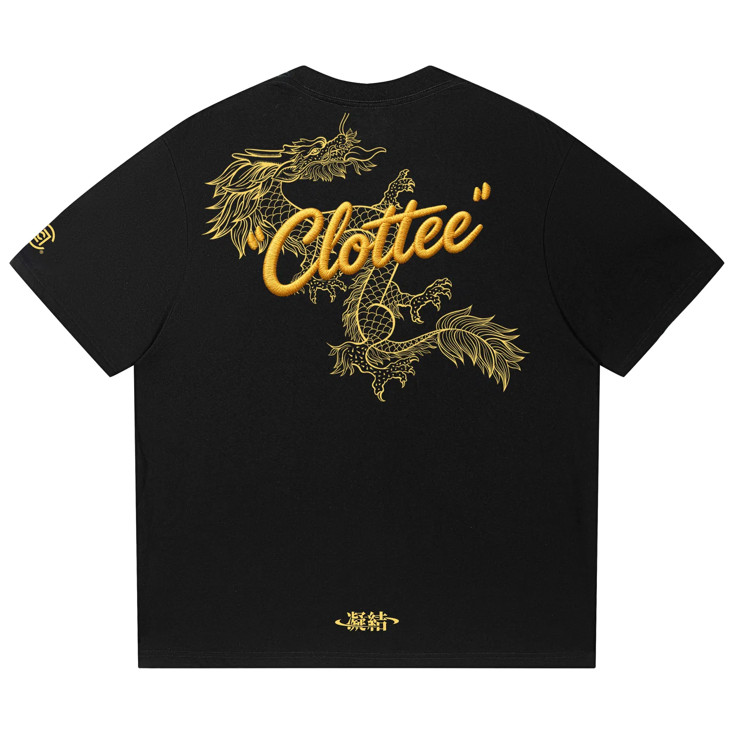 Детская футболка с принтом Unisex Crew Neck Moderate Straight Fit CLOT, Navy Blue[Yellow Pattern] — фото 3