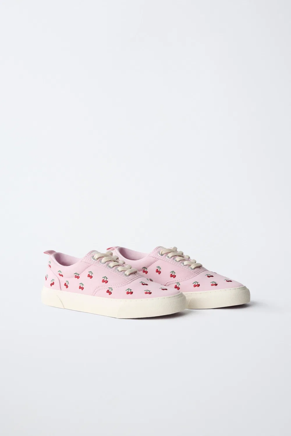 Хлопковые кроссовки с вышивкой ZARA, Pink — фото 3